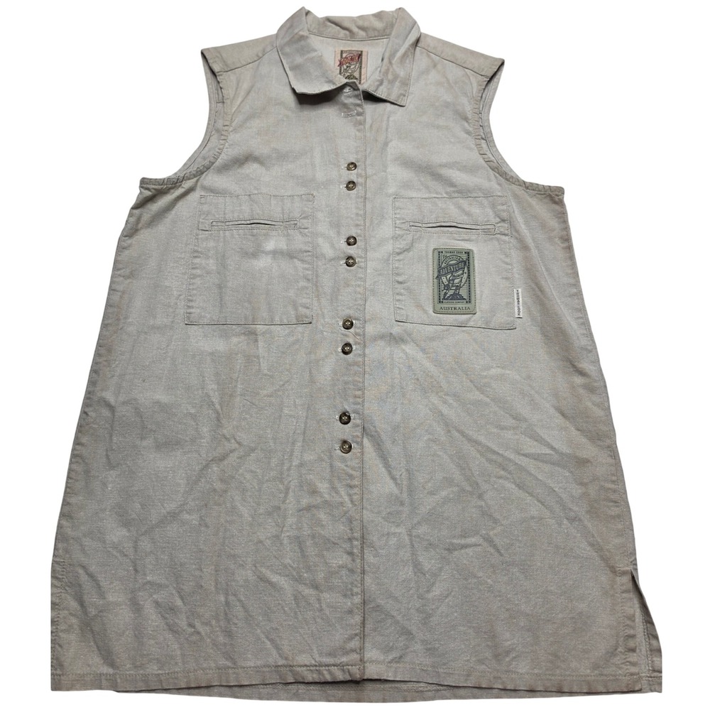 Thomas Cook Australian Adventure Sleeveless Shirt Tan Cotton Utility Top Size 12